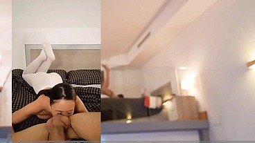 Offering money to the sexy hot cleaning lady for fuck her small pink pussy in POV