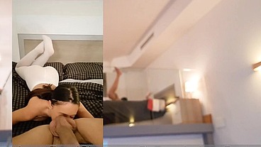 Offering money to the sexy hot cleaning lady for fuck her small pink pussy in POV