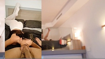Offering money to the sexy hot cleaning lady for fuck her small pink pussy in POV