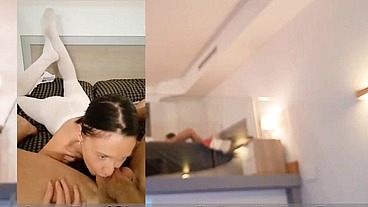 Offering money to the sexy hot cleaning lady for fuck her small pink pussy in POV