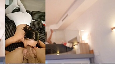 Offering money to the sexy hot cleaning lady for fuck her small pink pussy in POV