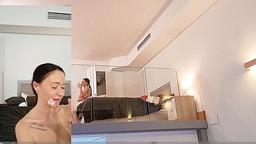 Offering money to the sexy hot cleaning lady for fuck her small pink pussy in POV