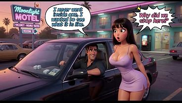 Stepfather and stepdaughter share secret motel passion after beach day flirt (AI generated)