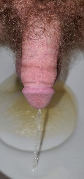 Closeup of My Cock Peeing Over the Toilet 2