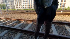 teen trans olivia train railways flash round ass and dick