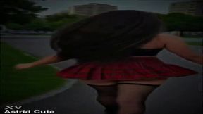 Long-haired Latina fresh with big booty shakes her sultry skirts