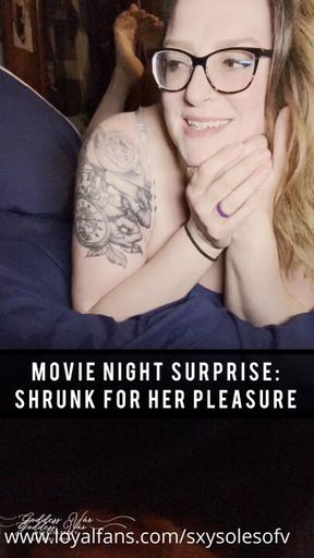 Movie Night Surprise -- Shrunk for Her Pleasure