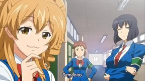 Colegiala Morena Congiendose a los estudiantes en el ba&ntilde_o