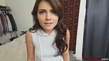 Nice dark hair stepsis called Aspen Reign gets doggystyle sex after nice blowjob on huge dick stepbro