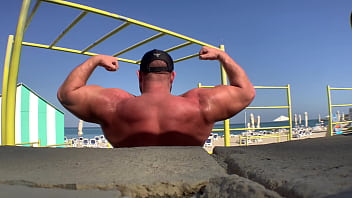 Full body workout at the beach