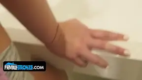 Thick blonde stepsister Daisy Stone takes a cumshot from her hot stepbro
