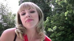 Blonde slut enjoys ebony cock&#x1F32D; by the pool
