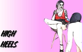 Lady Angela High Heel Fetish Animation Submissive Worships Pleaser Heels MILF