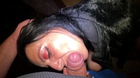 risky night blowjob in stockings & fur coat – almost caught by neighbors 296
