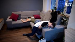 Enjoying girlfriend's smelly feet