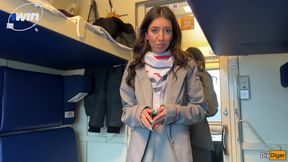 Stewardess in cowgirl and missionary on the train