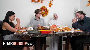 Muslim Babe Audrey Royal Celebrates Thanksgiving With Passionate Fuck On The Table - Hijab Hookup