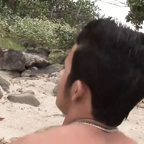 Junior and Cristian have gay anal sex on the beach