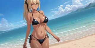 Naughty Blonde Exhibitionist: Bikini Strip and Beach Solo Orgasm Ai Generated
