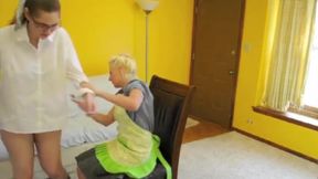 Step daughter mouth soaping,spanking otk on her barebottom