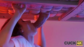 Cuckolded hubby watches wife get banged by neighbor