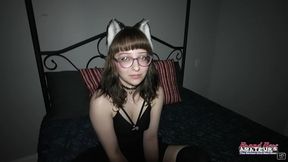 furry brunette cutie riri gets her pussy and tight butt hole fucked!