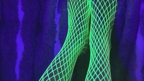 31. Melove Sexy Legs in Neon Green Fishnet on the Blanket