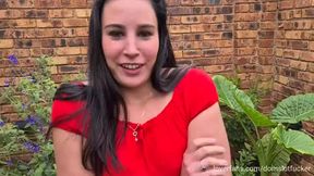 Pissing on a slut in the garden, slapping her and spitting on her. POV Humiliation