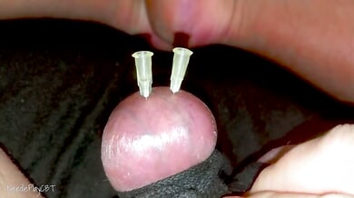 Man pushes limits with extreme solo CBT using needles and cock tubes