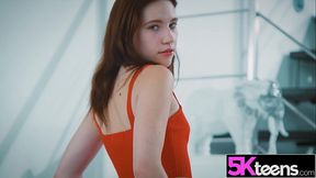 Skinny Czech girl gives hot blowjob then rides hard