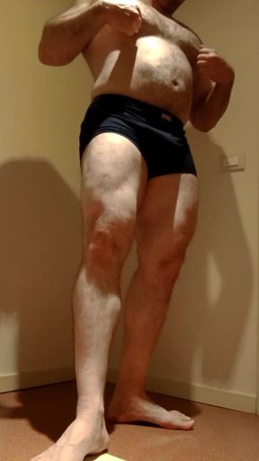 Big Guy with Small Dick, Jerks off with Condom