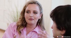 Stepmom Charlie Forde goes along with stepsons idea to get pregnant.Blindfold she gets her pussy licked and fucked until she finds out its her stepson