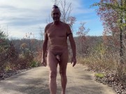 Jacking off on a mountain access road in broad daylight