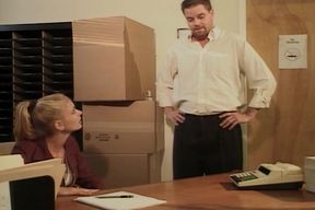 Perfect blonde secretary gets her anal hole fucked in office