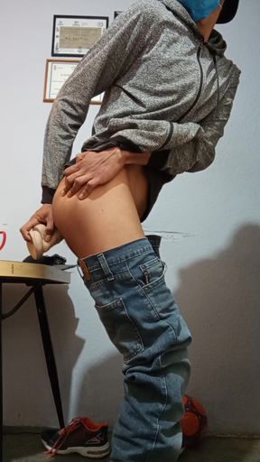 My family leaves home and I take the opportunity to use my dildo, I warm up and get horny.  Moaning naked, spanking, and getting wet