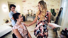 ”Horny stud has threeway with large tits MILF step aunt & teen Girlfriend”