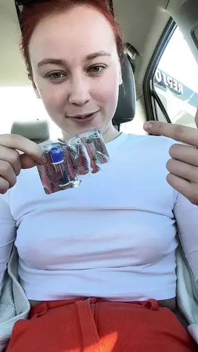 Amateur ginger sneezes in public, exposes hairy pussy