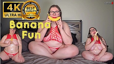 Banana ASMR, Oiled Titty Fuck, Sloppy Blowjob, Tasty Eating (4K Portrait)
