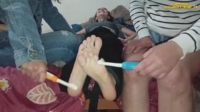 Tickling Angelica Feet 2 Electric brush