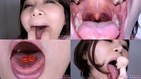 Yuri Oshikawa - Showing inside cute girl's mouth, chewing gummy candys, sucking fingers, licking and sucking human doll, and chewing dried sardines mout-101 - wmv
