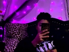 Shemale tranny enjoying solo masturbation
