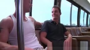 Straight guy sucking in a public bus