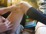 Bear jerks off in OTC black sox and cums all over for you!!!