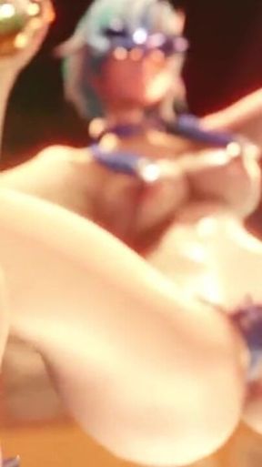 Genshin Impact Eula - Dancing at a Party in Mondstadt Night Club Striptease - Micro Bikini