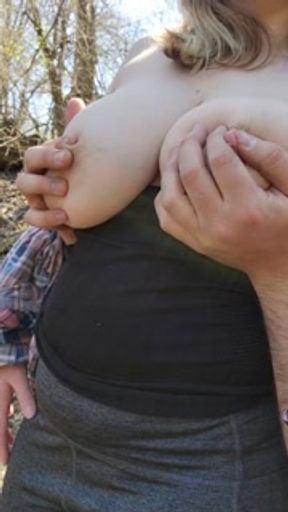 Got caught playing with my nipples in the woods