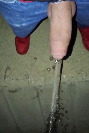 Peeing with Erection and Cumshot Under a Bridge