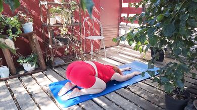 Bare Yoga MILF Couple Gets Raw Public Naked in Garden