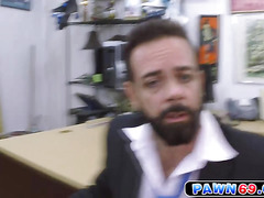 Latino straight guy shows his cock sucking shornys in a pawn shop