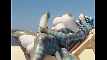 Futanari shark Nika fapping on beach(Nika Sharkeh)