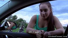 Redhead amateur teen fucking outdoors POV